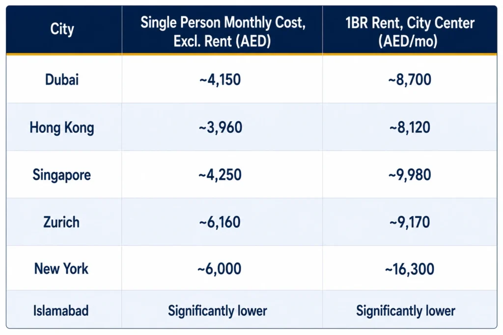 Dubai vs Other Cities Cost of Living Comparison