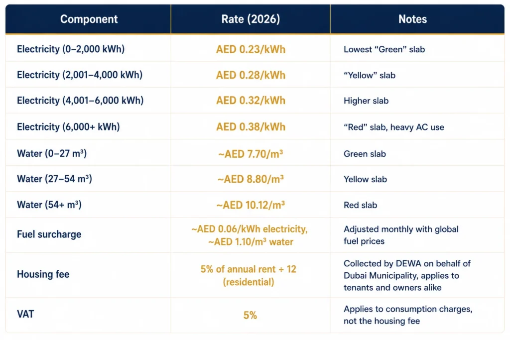 Utility Costs in Dubai (DEWA)